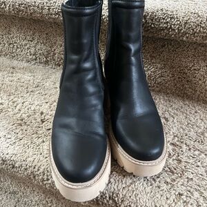 Dolce Vita Black Leather Ankle Boots with Tan Soles
